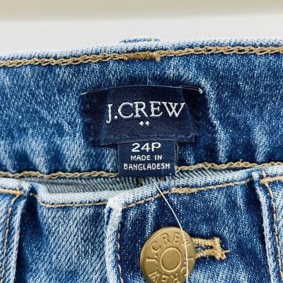 NWT J.Crew Cropped Ankle Straight Leg Patch Pocket Utility Stretch Jean 24P Blue - Picture 11 of 12